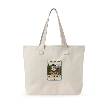 Canvas Tote Bag — Personalized 'Cedar Cubs' / Hiking Sheep Design, Zippered Beach & Market Tote
