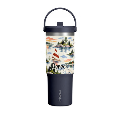 32oz Travel Tumbler — Lakeside Camping & Sailing Watercolor Design