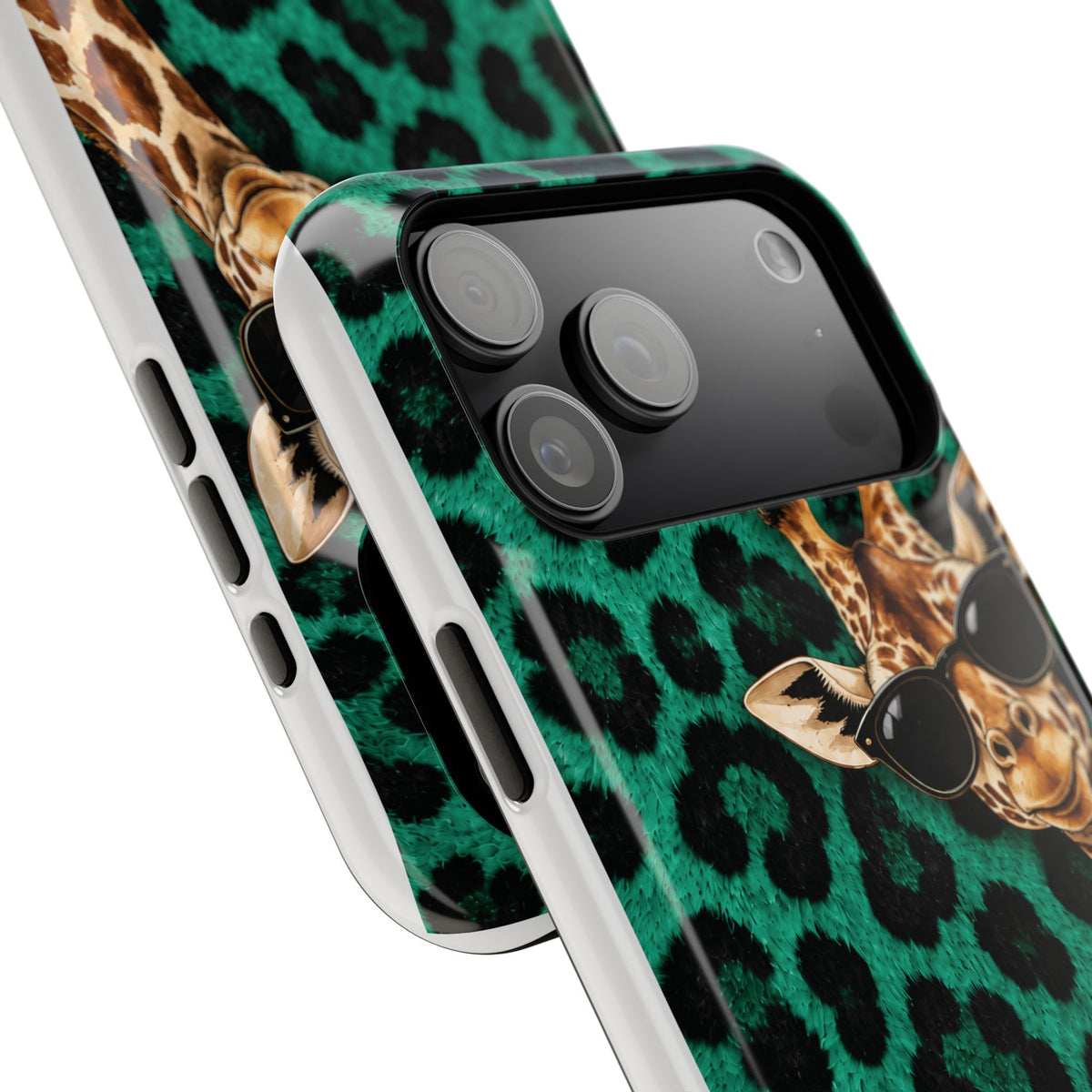 Personalized Giraffe Phone Case — Green Leopard Print Magnetic Impact-Resistant