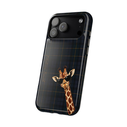 Personalized Giraffe Phone Case —Tartan Print Magnetic Impact-Resistant