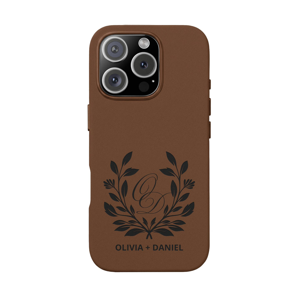 Engraved PU Leather Phone Case — Monogram Design