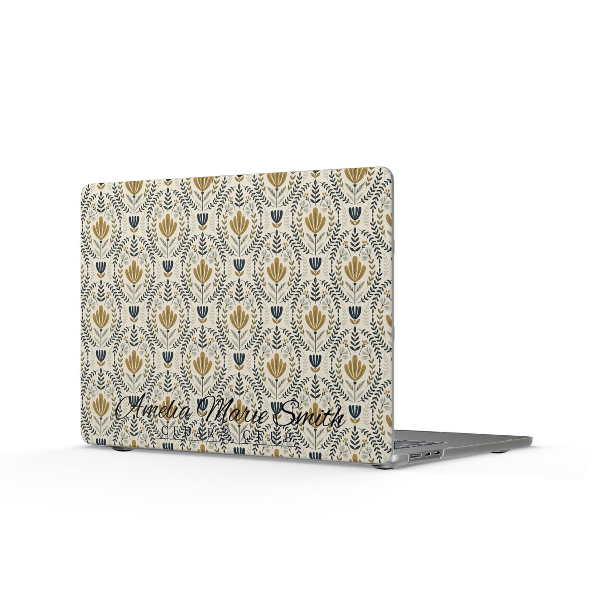 MacBook Case - Personalized Vintage Floral Matte Cover
