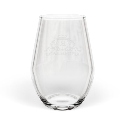 Engraved Monogram Crest Stemless Wine Glass — 11.5 oz Personalized Gift