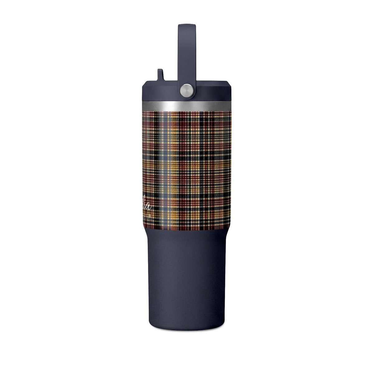 Plaid 32oz Nomad Tumbler — Insulated Travel Mug with Personalized Script