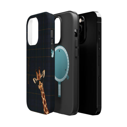 Personalized Giraffe Phone Case —Tartan Print Magnetic Impact-Resistant