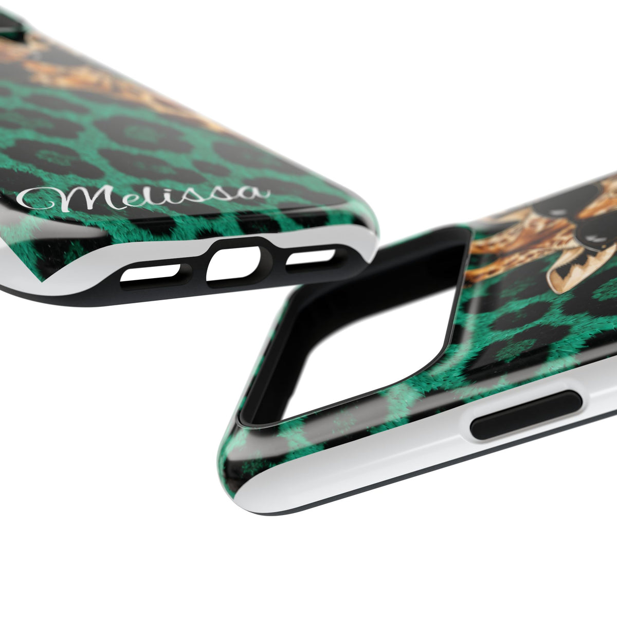 Personalized Giraffe Phone Case — Green Leopard Print Magnetic Impact-Resistant