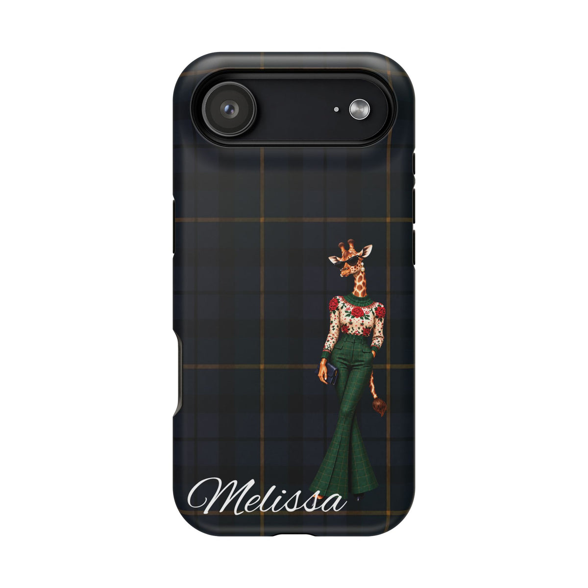 Personalized Giraffe Phone Case — Green Leopard Print Magnetic Impact-Resistant