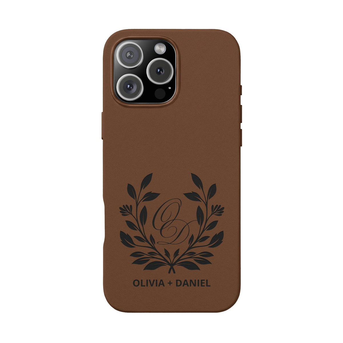 Engraved PU Leather Phone Case — Monogram Design