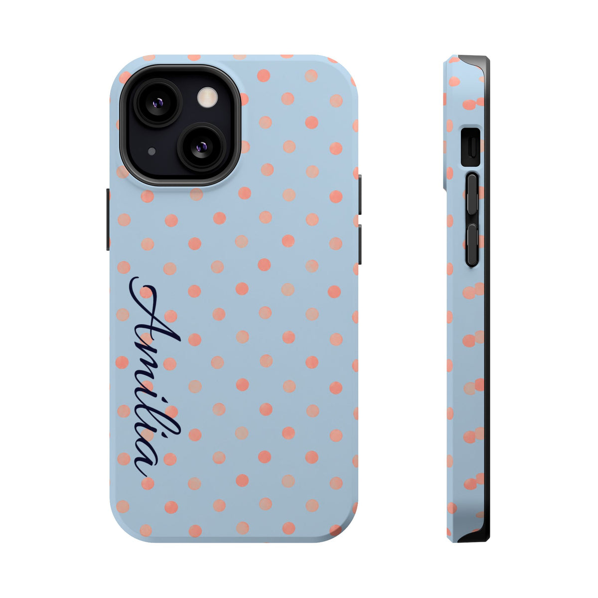 Personalized Polka Dot Magnetic Phone Case — Impact-Resistant iPhone Cover with Name