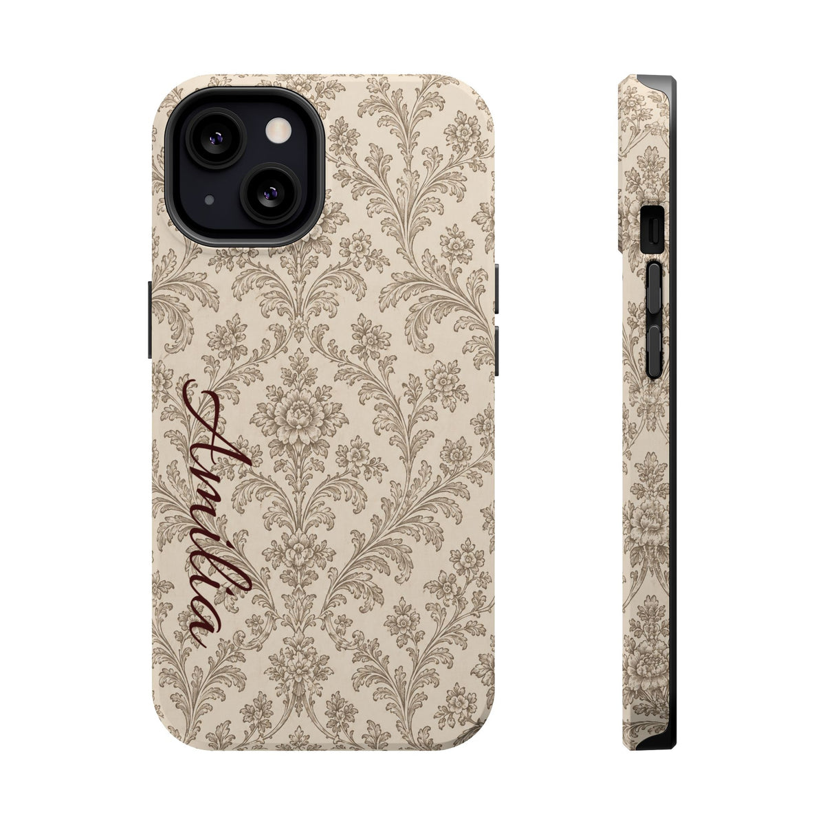 Personalized Vintage Damask Magnetic Phone Case — Custom Name