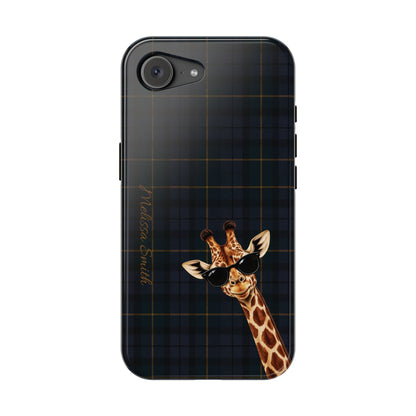 Personalized Giraffe Phone Case —Tartan Print Magnetic Impact-Resistant
