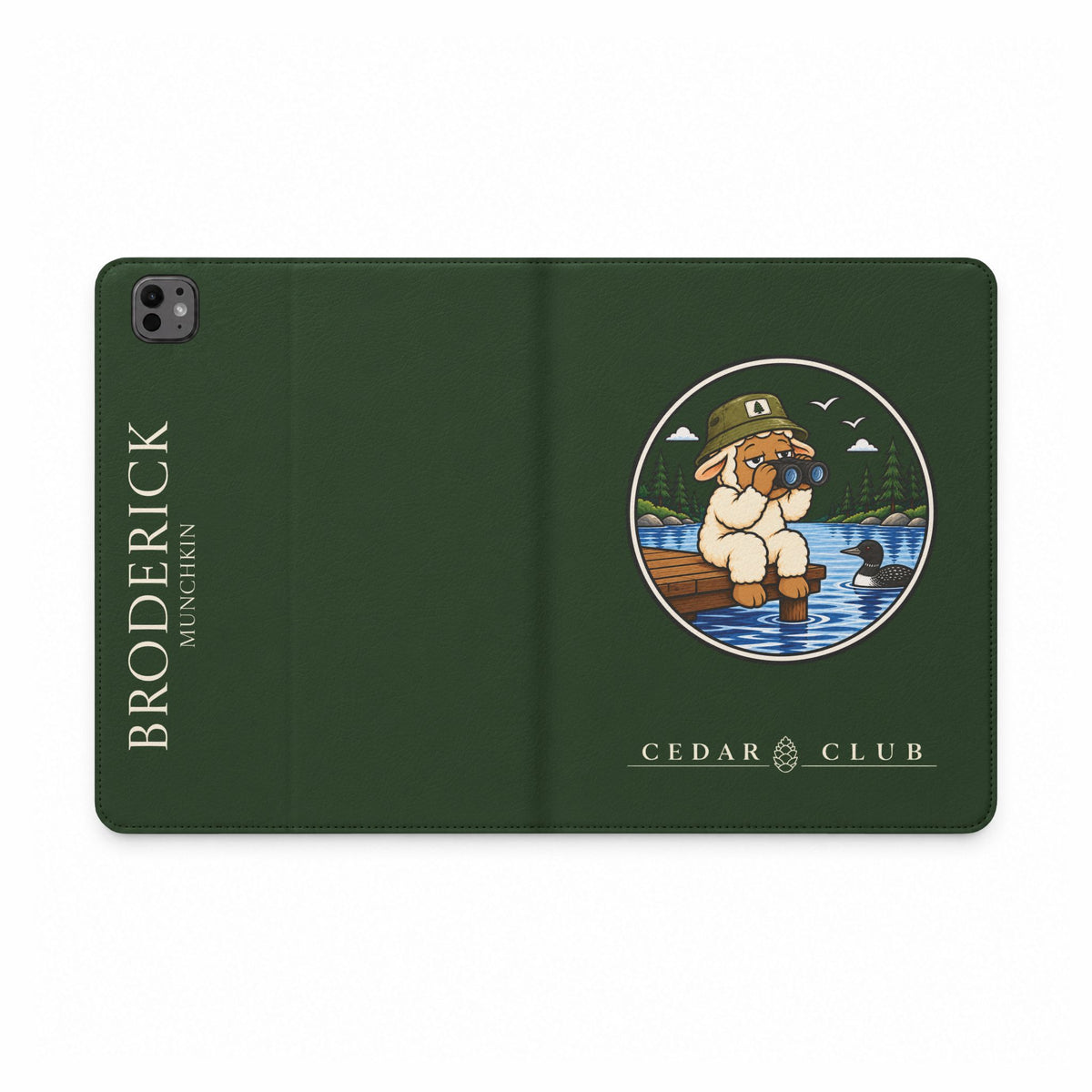 Personalized Tablet Folio Case — Cedar Cubs Bird Watching Sheep
