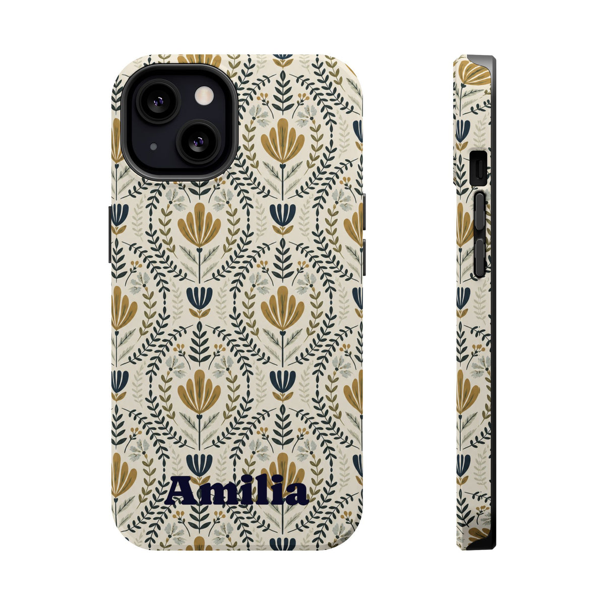 Personalized Floral Magnetic Phone Case — Impact-Resistant Protective Cover (Name Option)