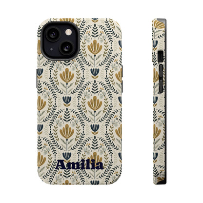 Personalized Floral Magnetic Phone Case — Impact-Resistant Protective Cover (Name Option)