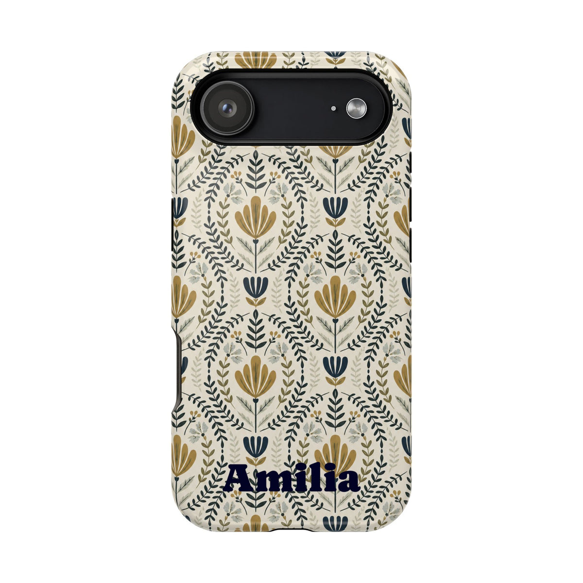 Personalized Floral Magnetic Phone Case — Impact-Resistant Protective Cover (Name Option)