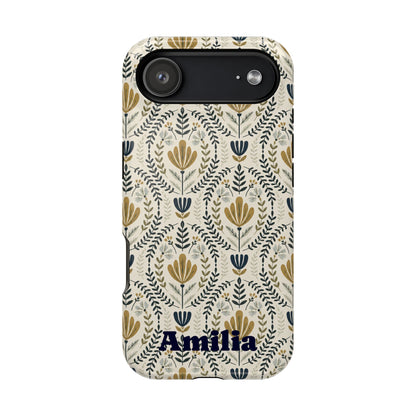 Personalized Floral Magnetic Phone Case — Impact-Resistant Protective Cover (Name Option)
