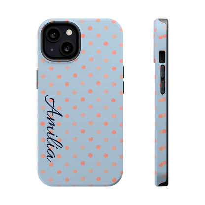 Personalized Polka Dot Magnetic Phone Case — Impact-Resistant iPhone Cover with Name
