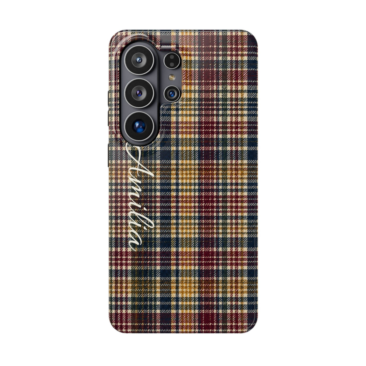 Plaid Magnetic Impact Phone Case — Personalized Script Name