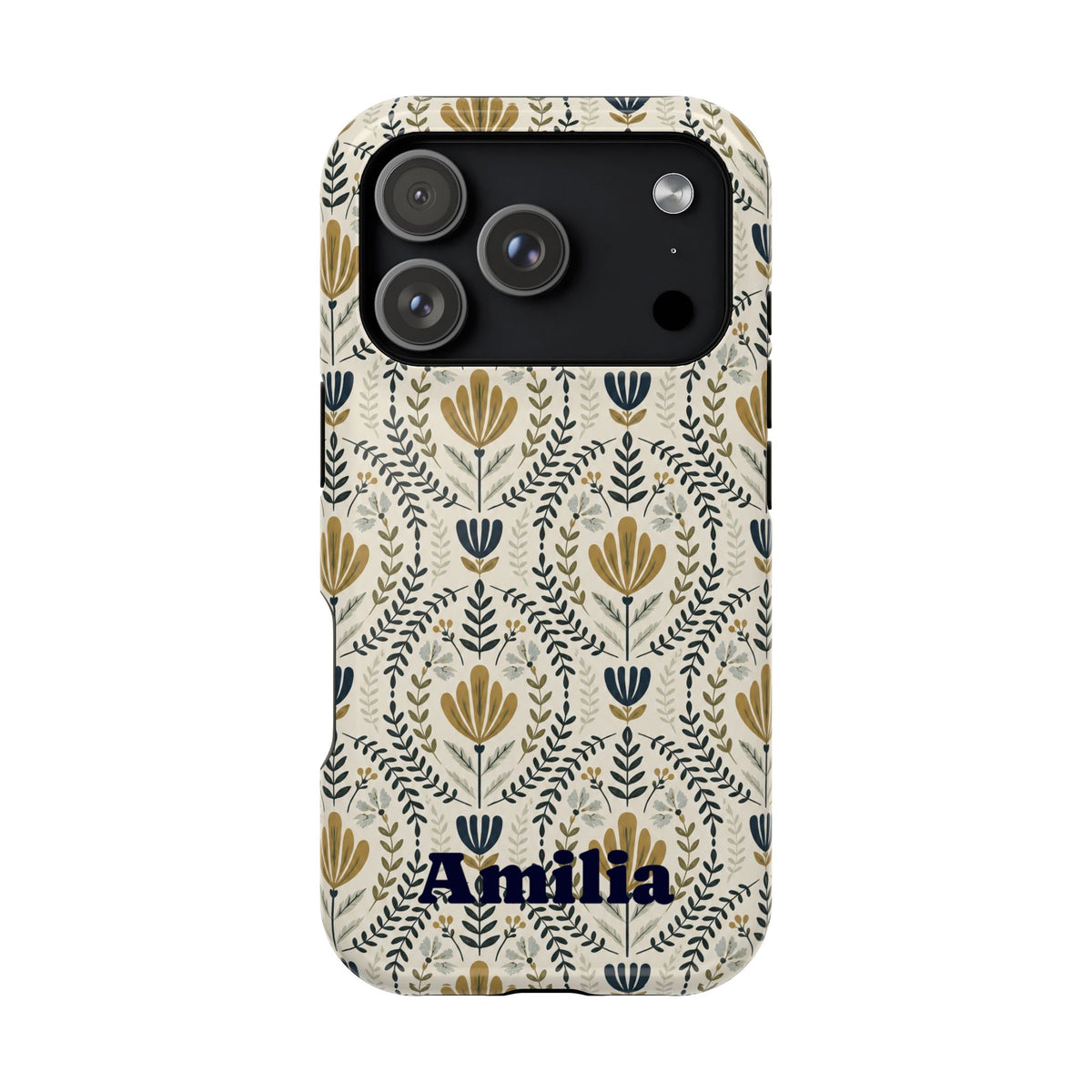 Personalized Floral Magnetic Phone Case — Impact-Resistant Protective Cover (Name Option)