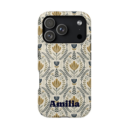 Personalized Floral Magnetic Phone Case — Impact-Resistant Protective Cover (Name Option)