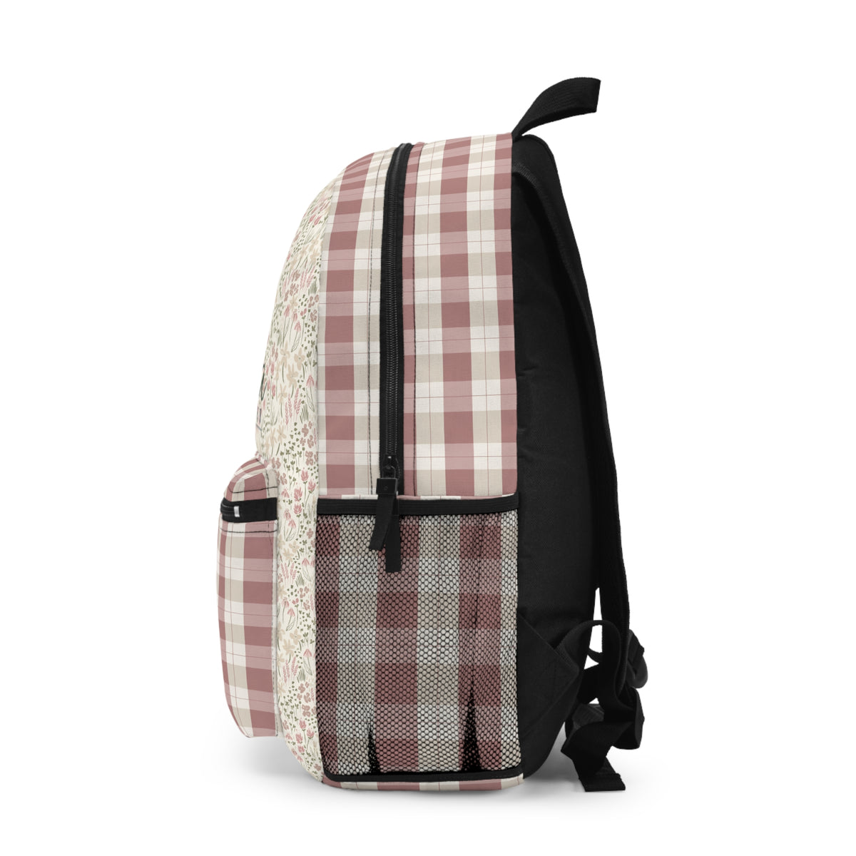 Personalized Floral Plaid Backpack — '