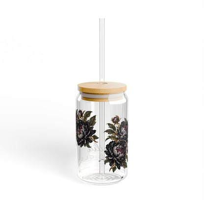Floral Sipper Glass — 16oz Bamboo Lid Tumbler