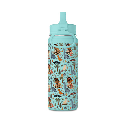 20oz Kids Dinosaur Water Bottle — Cute Dino Pattern with Name Personalization