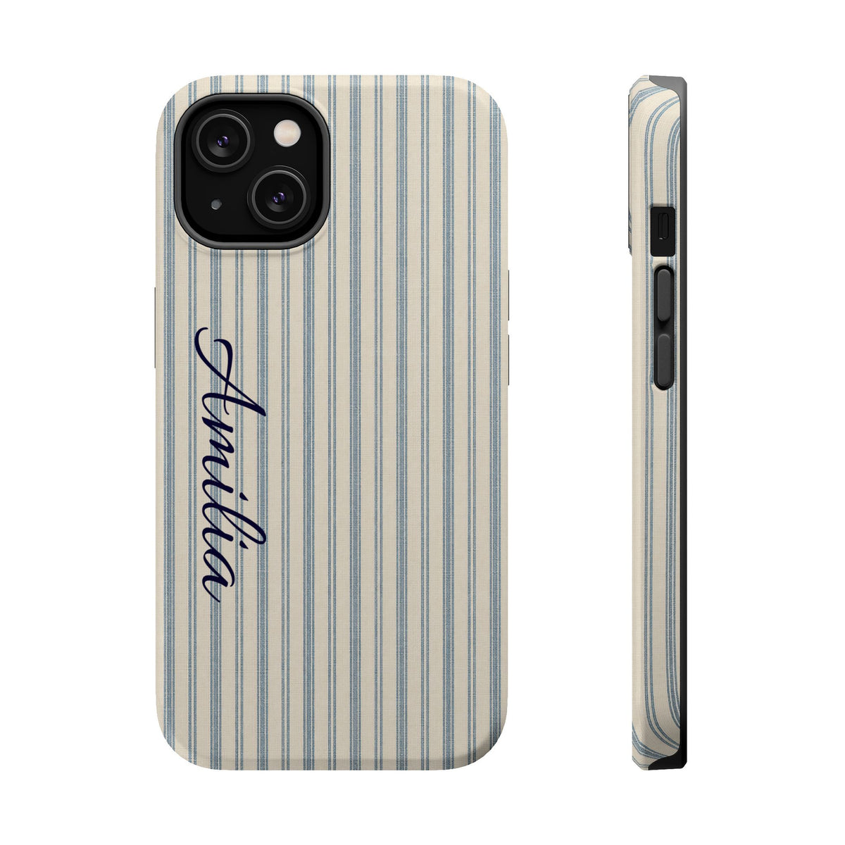 Personalized Striped Magnetic Impact-Resistant Phone Case — Custom Name