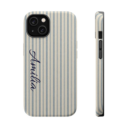 Personalized Striped Magnetic Impact-Resistant Phone Case — Custom Name