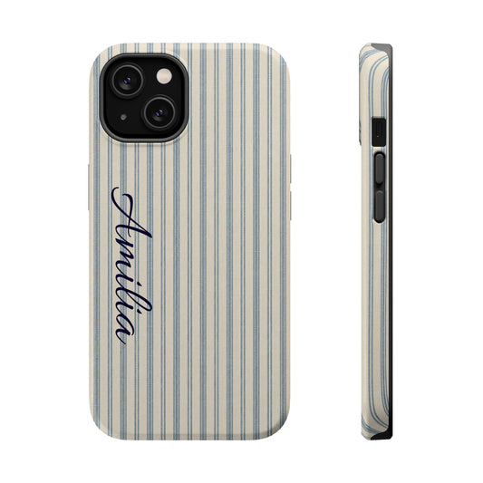 Personalized Striped Magnetic Impact-Resistant Phone Case — Custom Name
