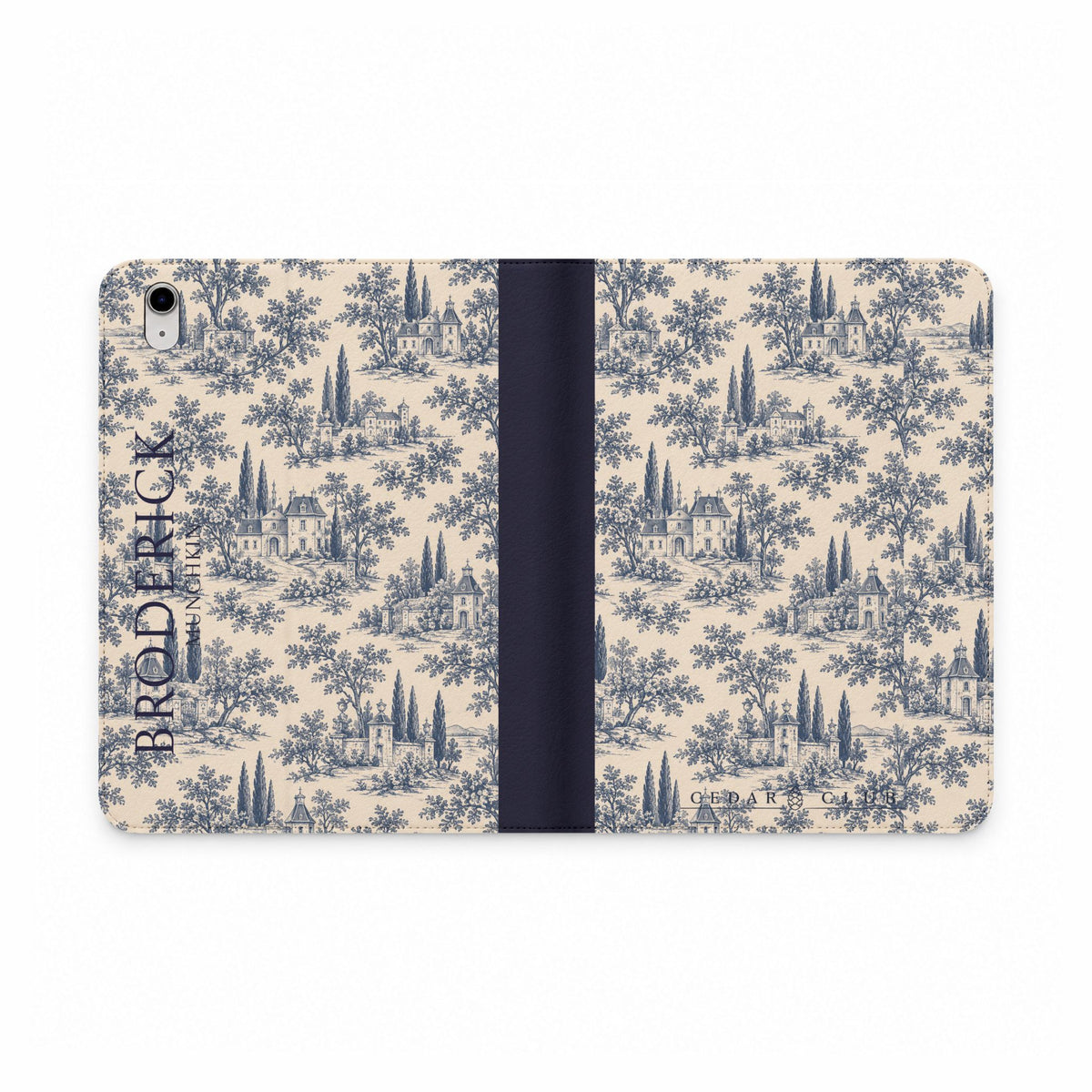 Personalized Toile Tablet Folio Case — Custom Name Monogram