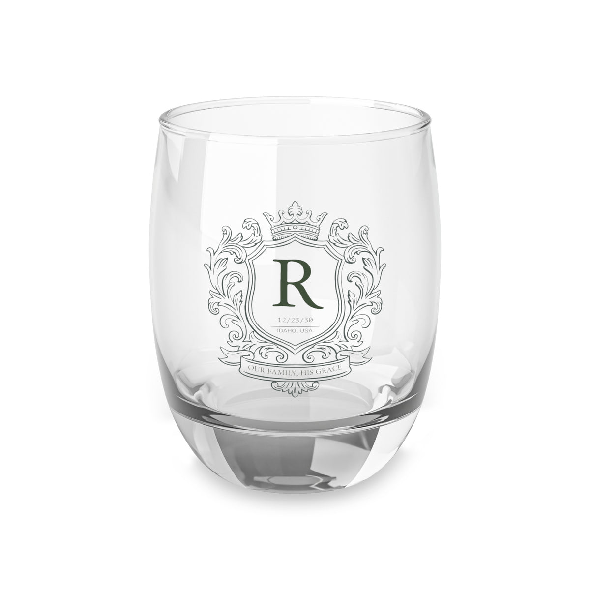 Personalized Monogram Whiskey Glass — Family Name
