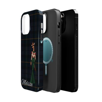 Personalized Giraffe Phone Case — Green Leopard Print Magnetic Impact-Resistant