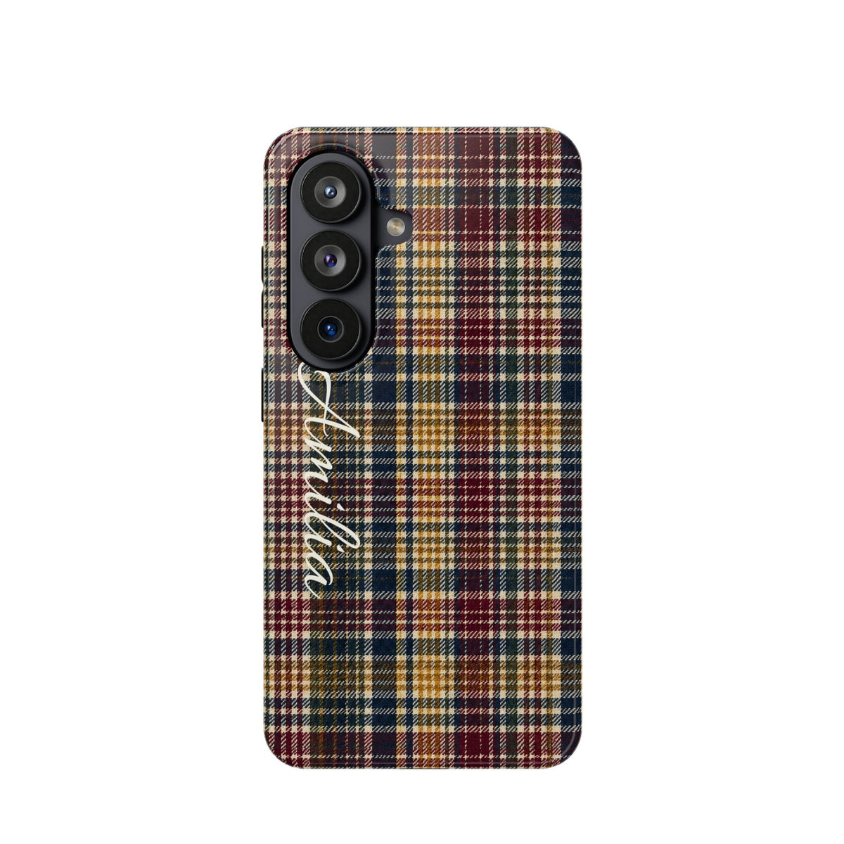 Plaid Magnetic Impact Phone Case — Personalized Script Name
