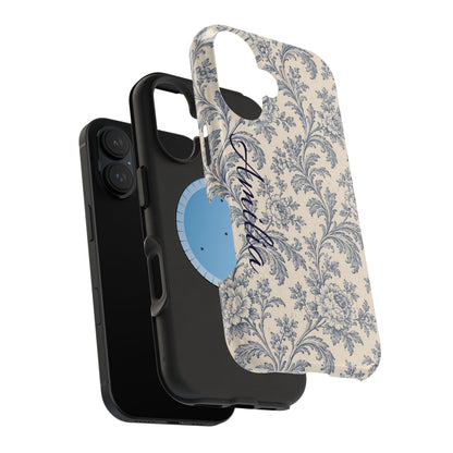 Vintage Floral Magnetic Phone Case — Personalized Name Option