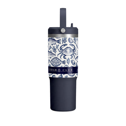 32oz Nautical Fish & Crab Tumbler — Personalized Insulated Travel Cup
