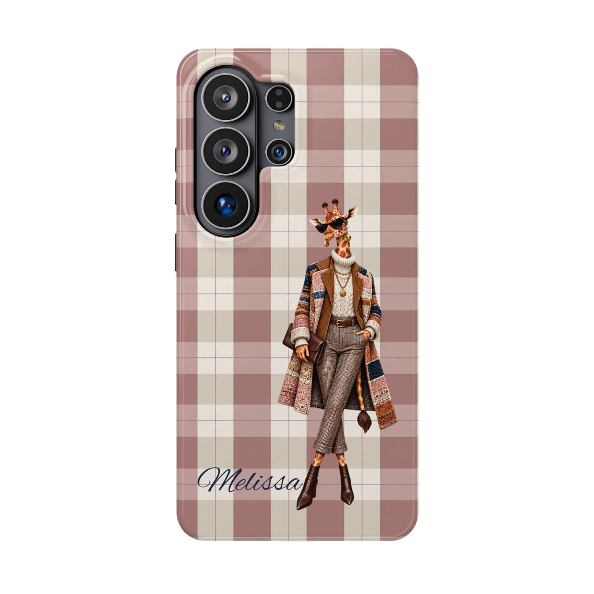 Personalized Giraffe Phone Case — Green Leopard Print Magnetic Impact-Resistant