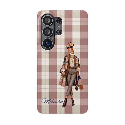 Personalized Giraffe Phone Case — Green Leopard Print Magnetic Impact-Resistant