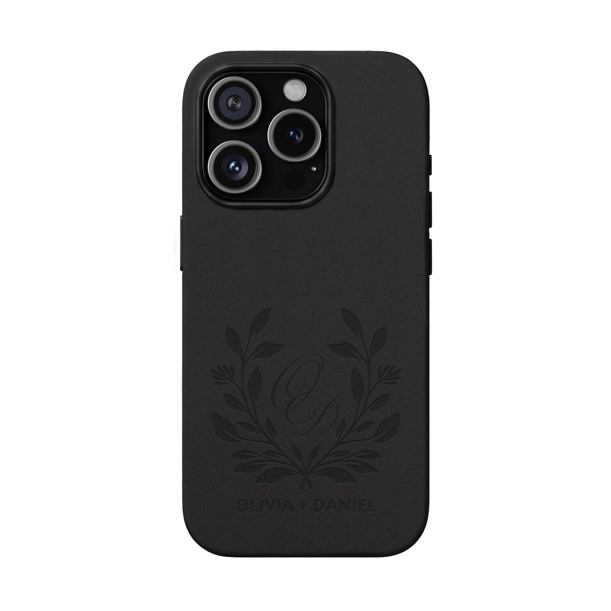 Engraved PU Leather Phone Case — Monogram Design