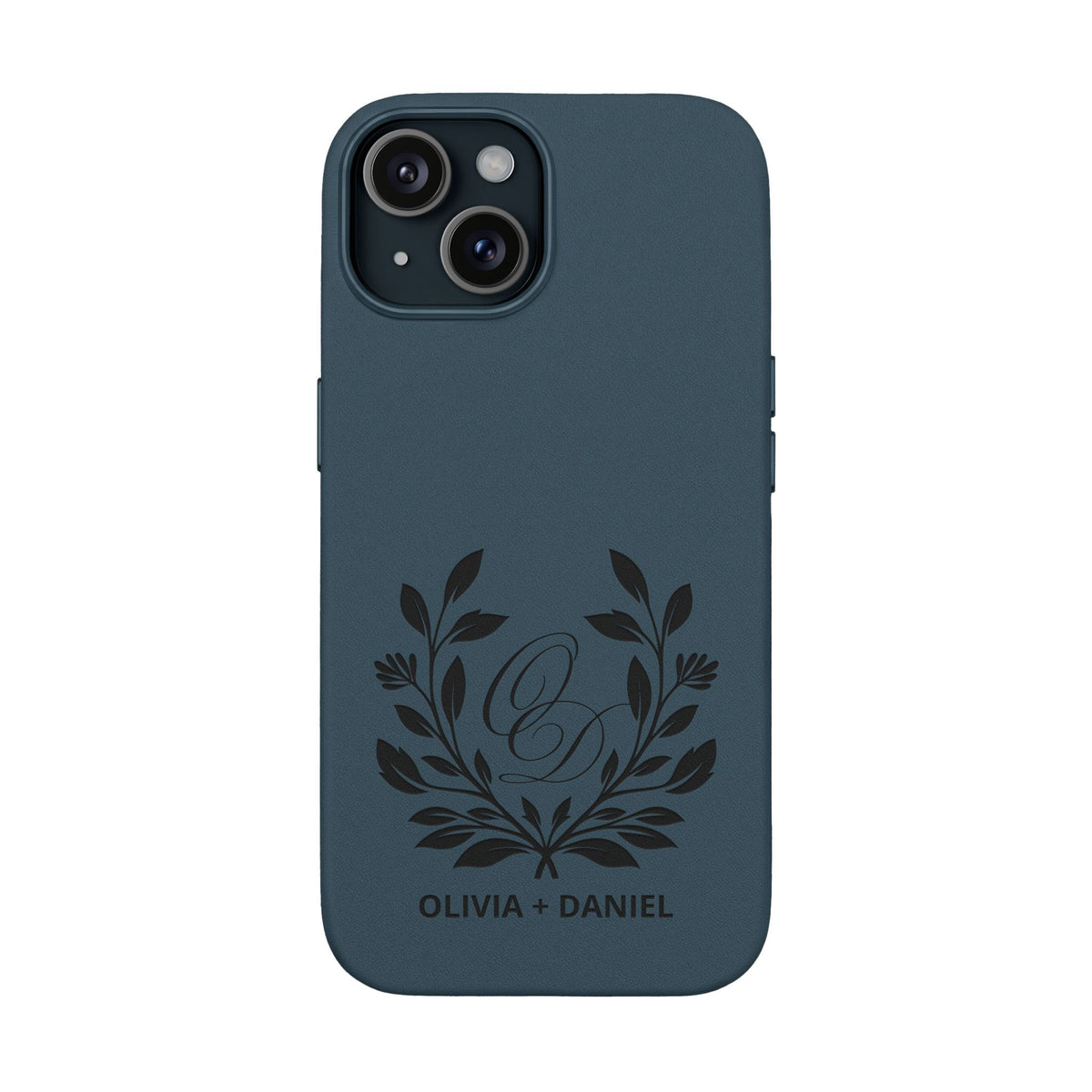 Engraved PU Leather Phone Case — Monogram Design