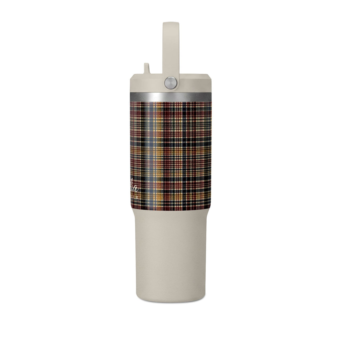 Plaid 32oz Nomad Tumbler — Insulated Travel Mug with Personalized Script