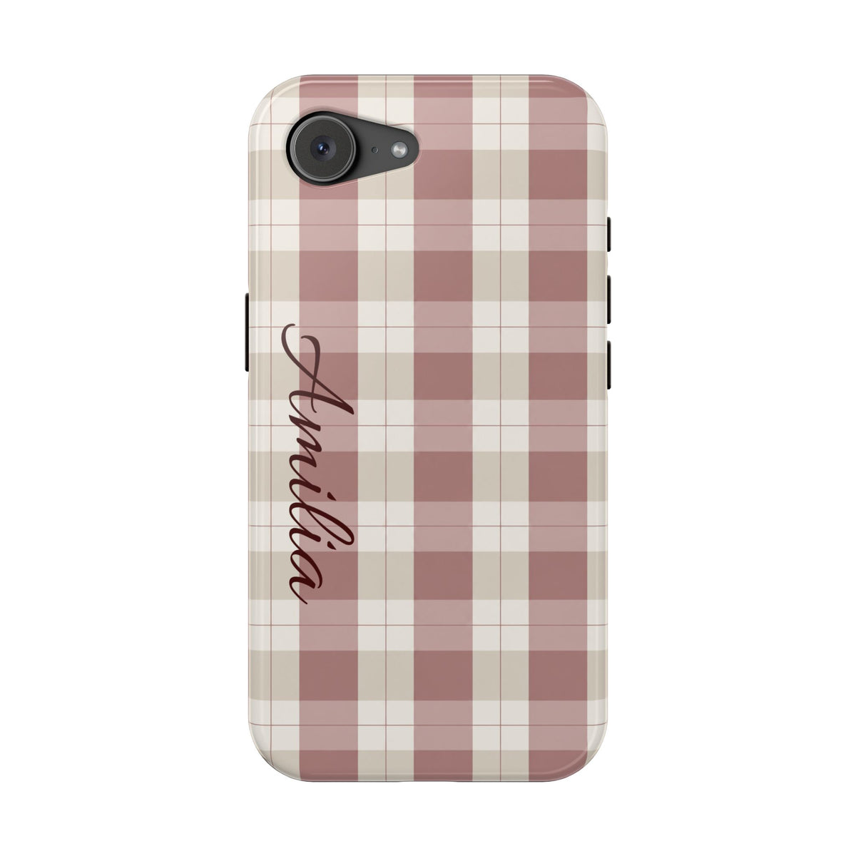 Plaid Personalized Phone Case — Magnetic Impact-Resistant, Name Customizable