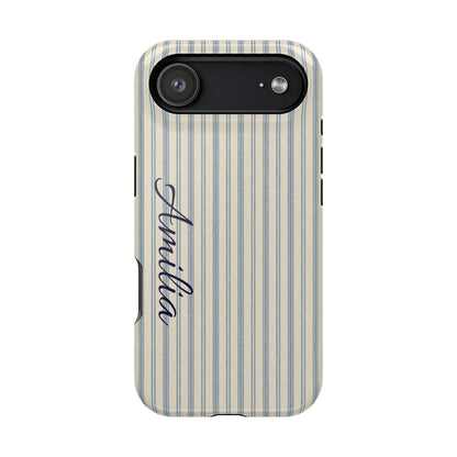 Personalized Striped Magnetic Impact-Resistant Phone Case — Custom Name