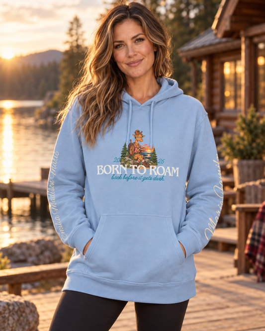 Cedar Club Hoodie — 'Born to Roam' Pigment-Dyed Outdoor Pullover